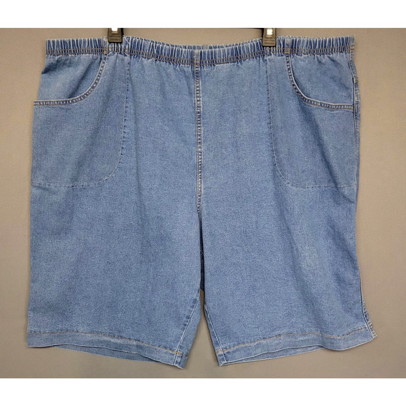 Just My Size Shorts Womens 4X Blue Denim Pull On Elastic Waist Pockets JMS2010D2 - Picture 1 of 11